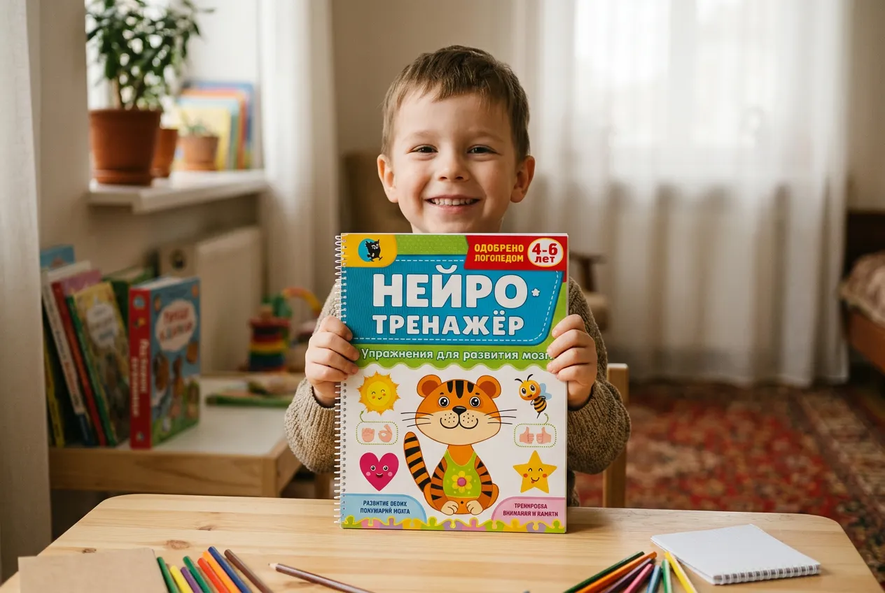 Мальчик держит нейротренажёр для детей 4–6 лет